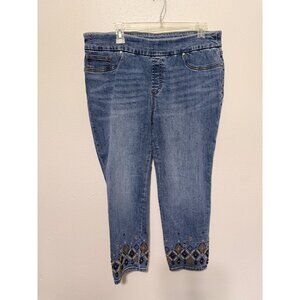 Chico's Pull On Jeggings Ankle with Beaded hem Blue Sz 12P